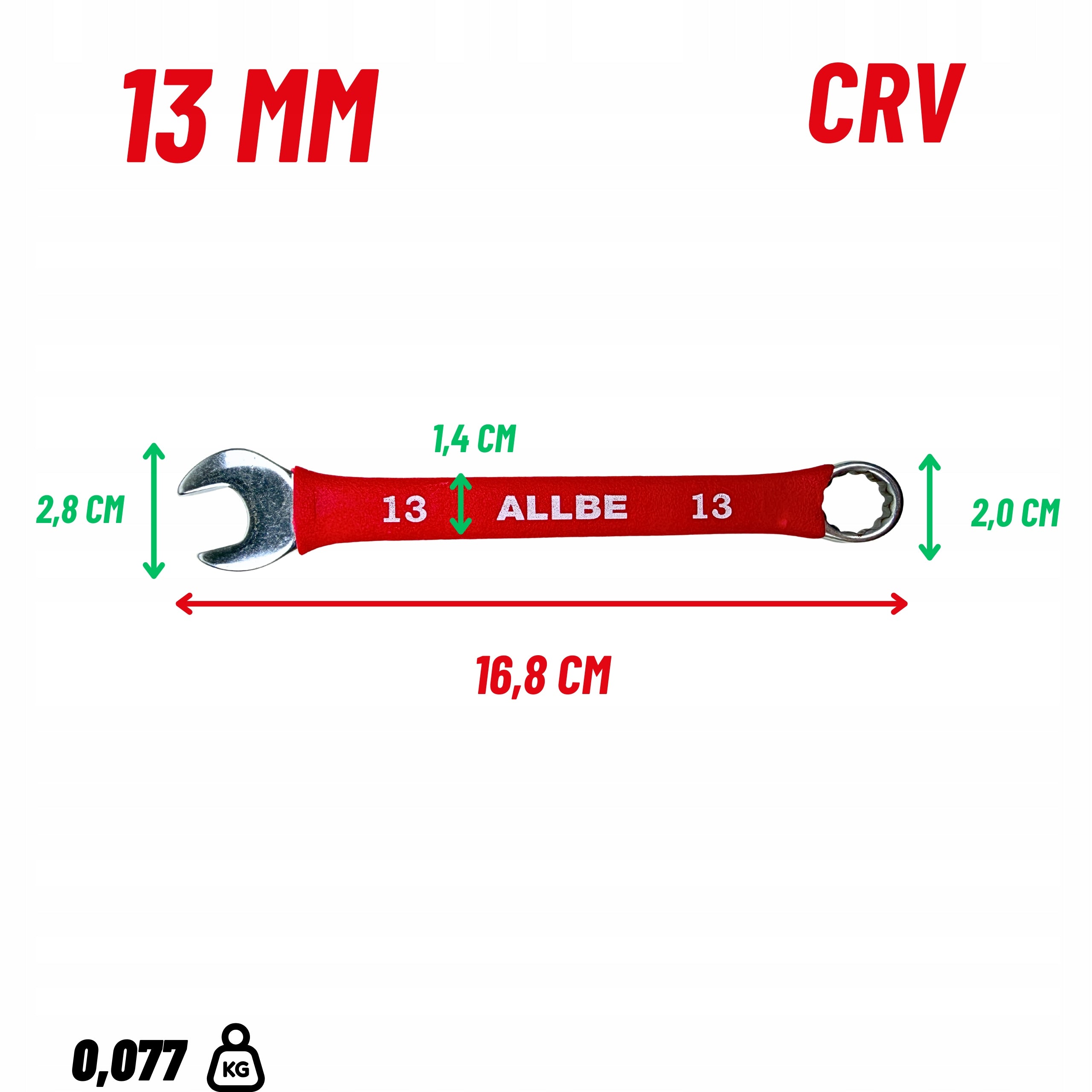 FLAT EYE WRENCH 13mm STEEL CRV FLAT EYE WRENCHES Cr-V STRONG SOLID Packaging status original
