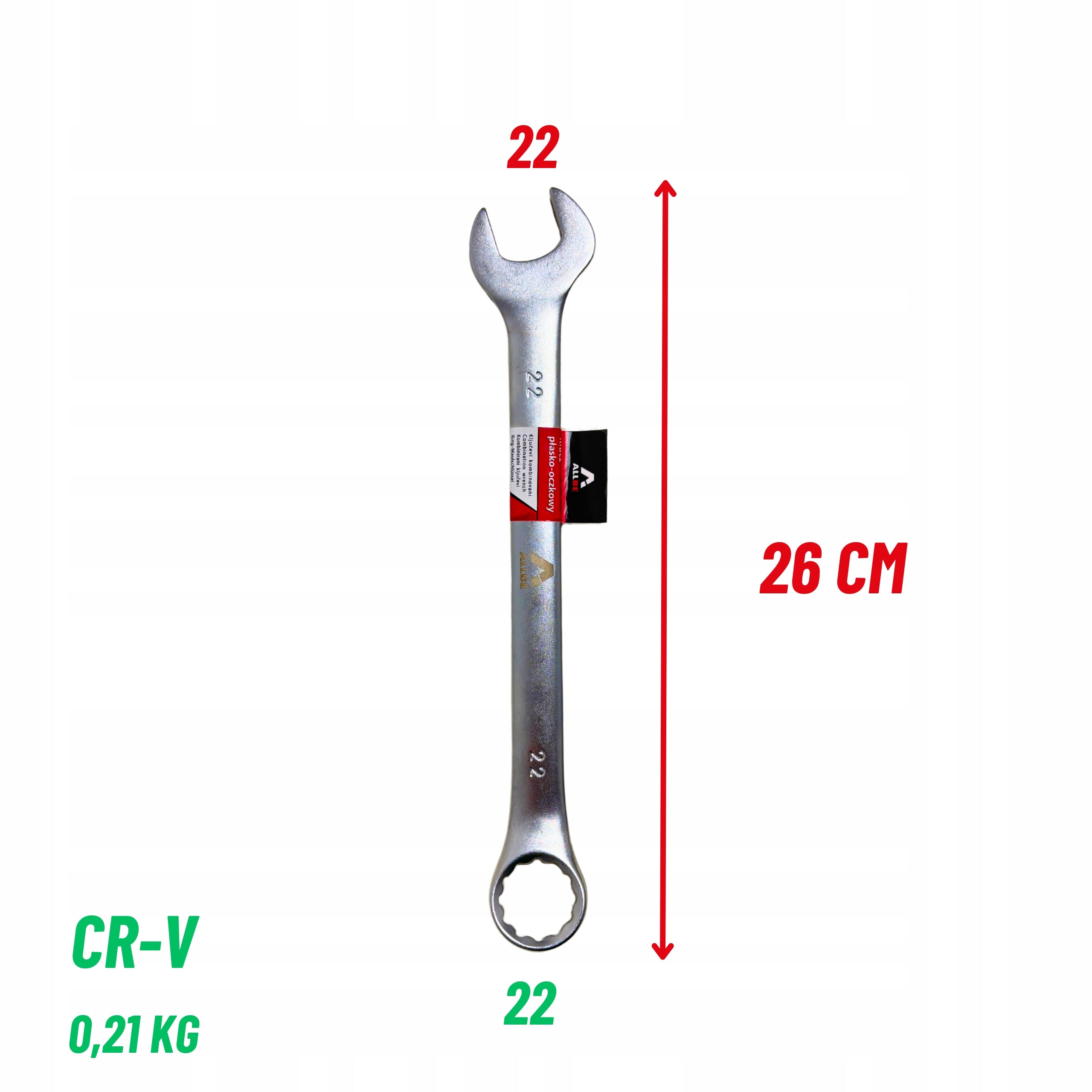 FLAT EYE WRENCH 22mm STEEL CRV FLAT EYE WRENCH Cr-V STRONG SOLID Packaging status original