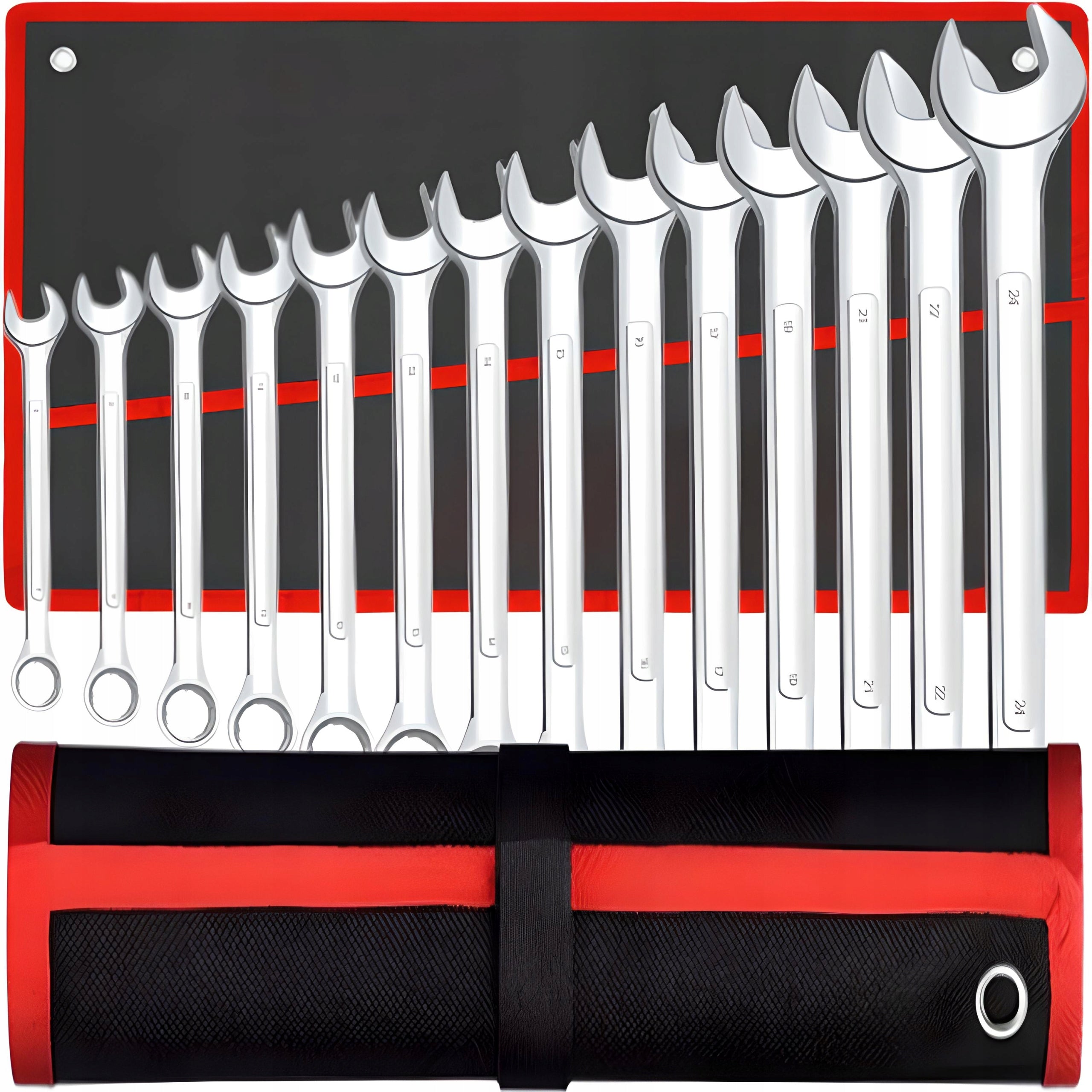 FLAT-EYE WRENCHES 8-24MM FLAT WRENCH SET 14 ELEMENTS + COVER