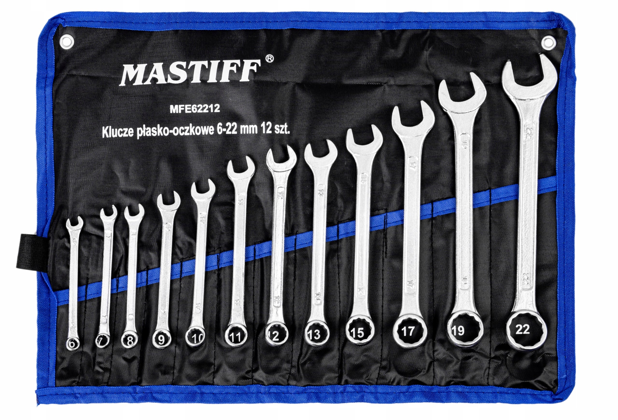 FLAT EYE WRENCHES SET OF FLAT EYE WRENCHES IN CASE 6-22 MM 12 PCS. Key type combination