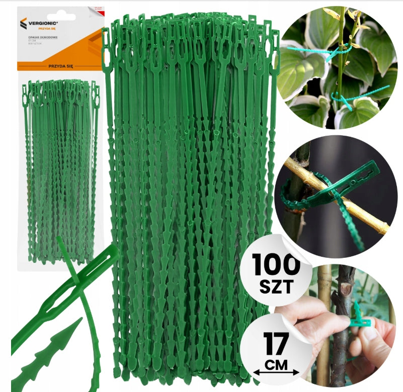 FLAT GARDEN BANDS FOR FASTENING PLANTS BRANCHES GREEN 17cm 100pcs EAN (GTIN) 5905247736482