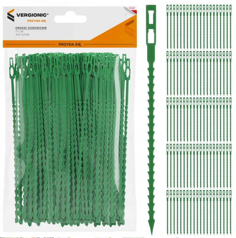 FLAT GARDEN BANDS FOR FASTENING PLANTS BRANCHES GREEN 17cm 100pcs