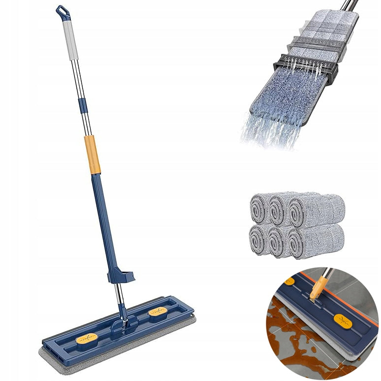 FLAT MOP 360 DEGREE ROTATION SELF WRINGING + 6 X MICROFIBER CARTRIDGES