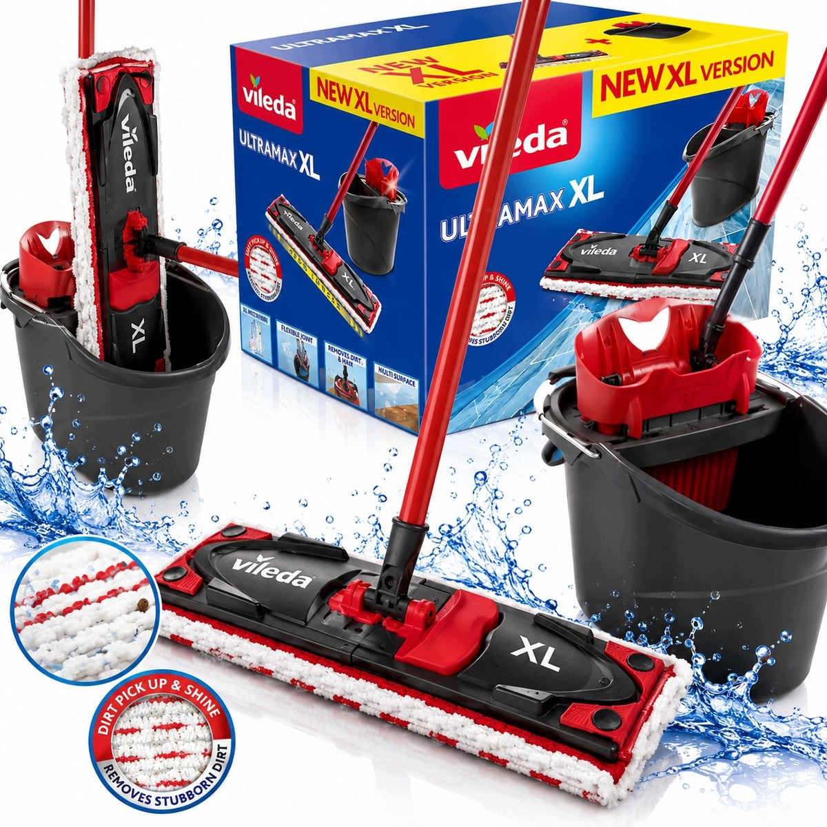 FLAT MOP + BUCKET SQUEEZER XL ULTRAMAX BOX CARTRIDGE XXL WITH BUCKET