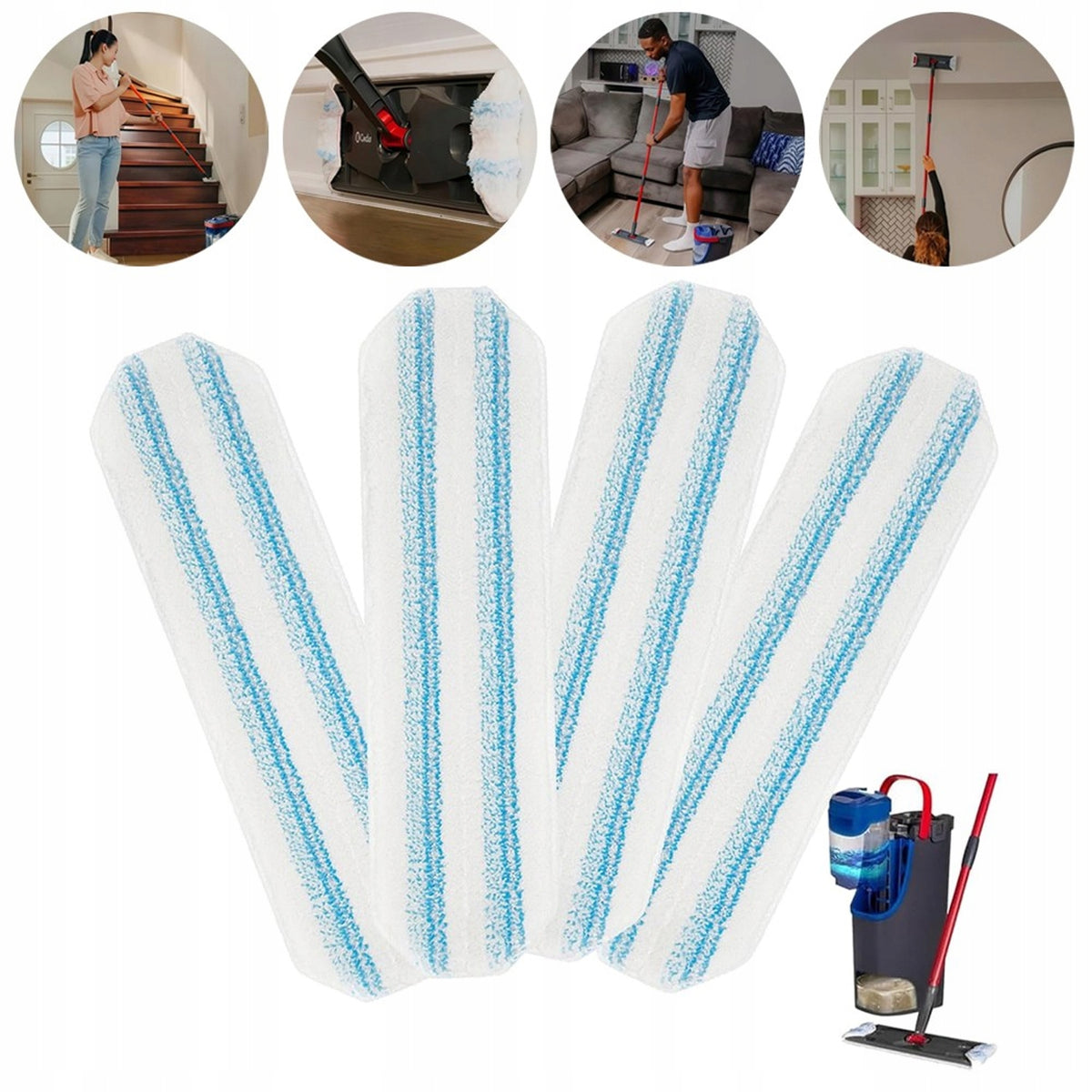 FLAT MOP CLOTHS CAN BE WASHED MICROFIBER FOR ALL FLOORS