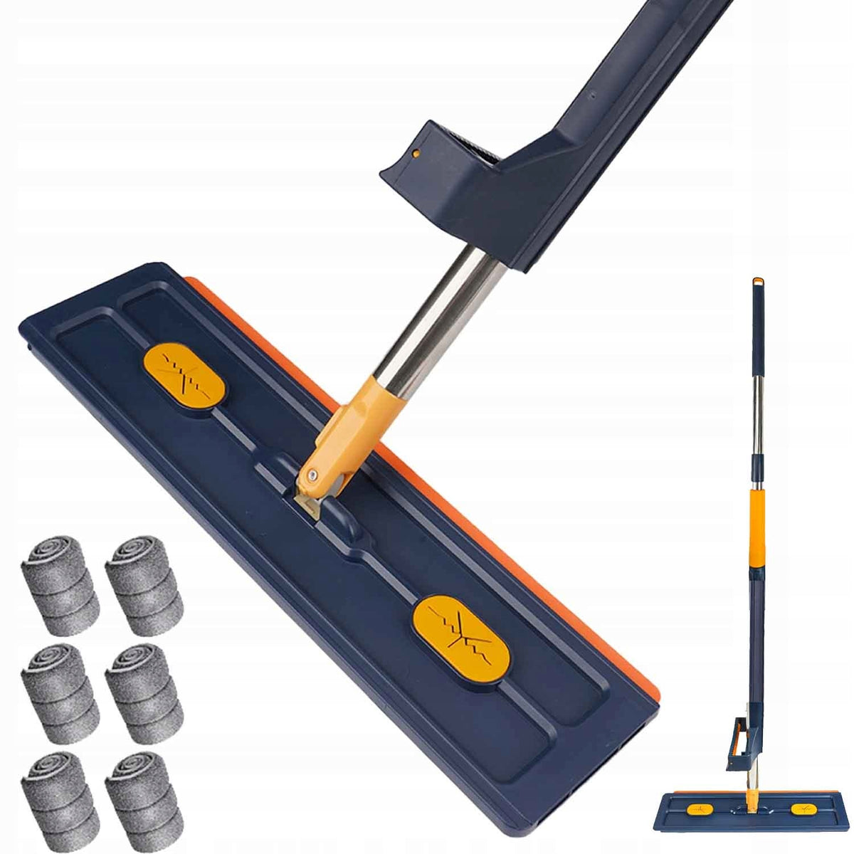 FLAT MOP FOR FLOOR CLEANING INSERT MICROFIBER PANELS 6 CLOTHS MICROFIBER