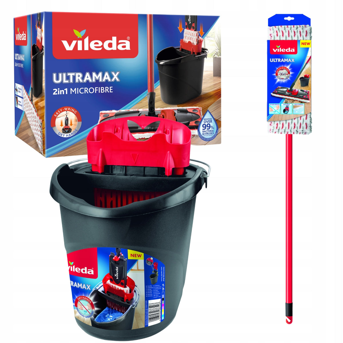FLAT MOP FOR FLOOR VIELENDA MICROFIBER COVER SET WITH BUCKET