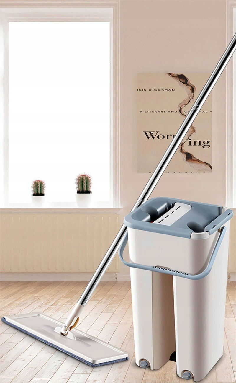 FLAT MOP TWO CHAMBER BUCKET WITH MOP FOR CLEAN WATER AND DIRTY Brand AFF