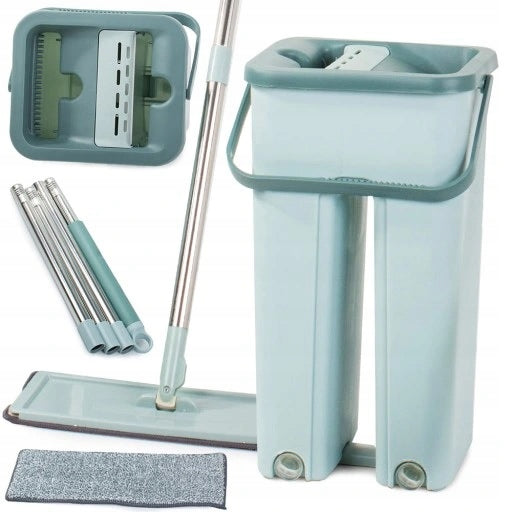 FLAT MOP TWO CHAMBER BUCKET WITH MOP FOR CLEAN WATER AND DIRTY