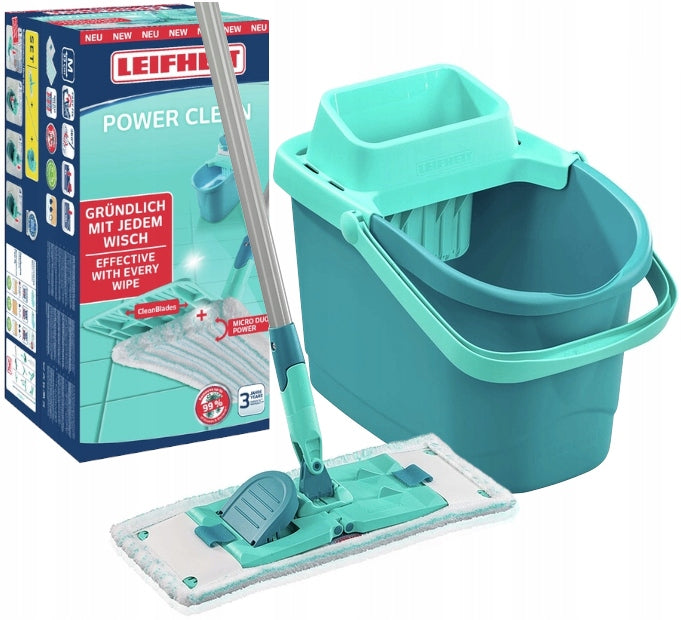 FLAT MOP WITH BUCKET 6L LEIFHEIT POWERCLEAN STOCK 3pcs 33cm BAR 148cm