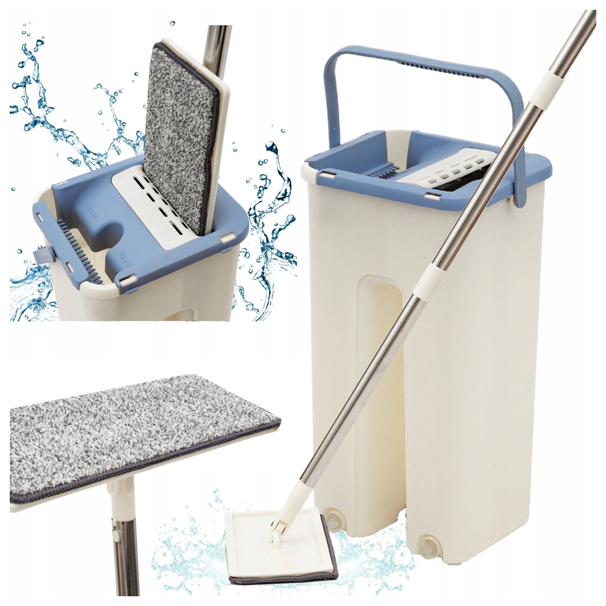 FLAT MOP WITH BUCKET SQUEEZER BUCKET TWO-CHAMBER + CARTRIDGE CAP Packaging status original