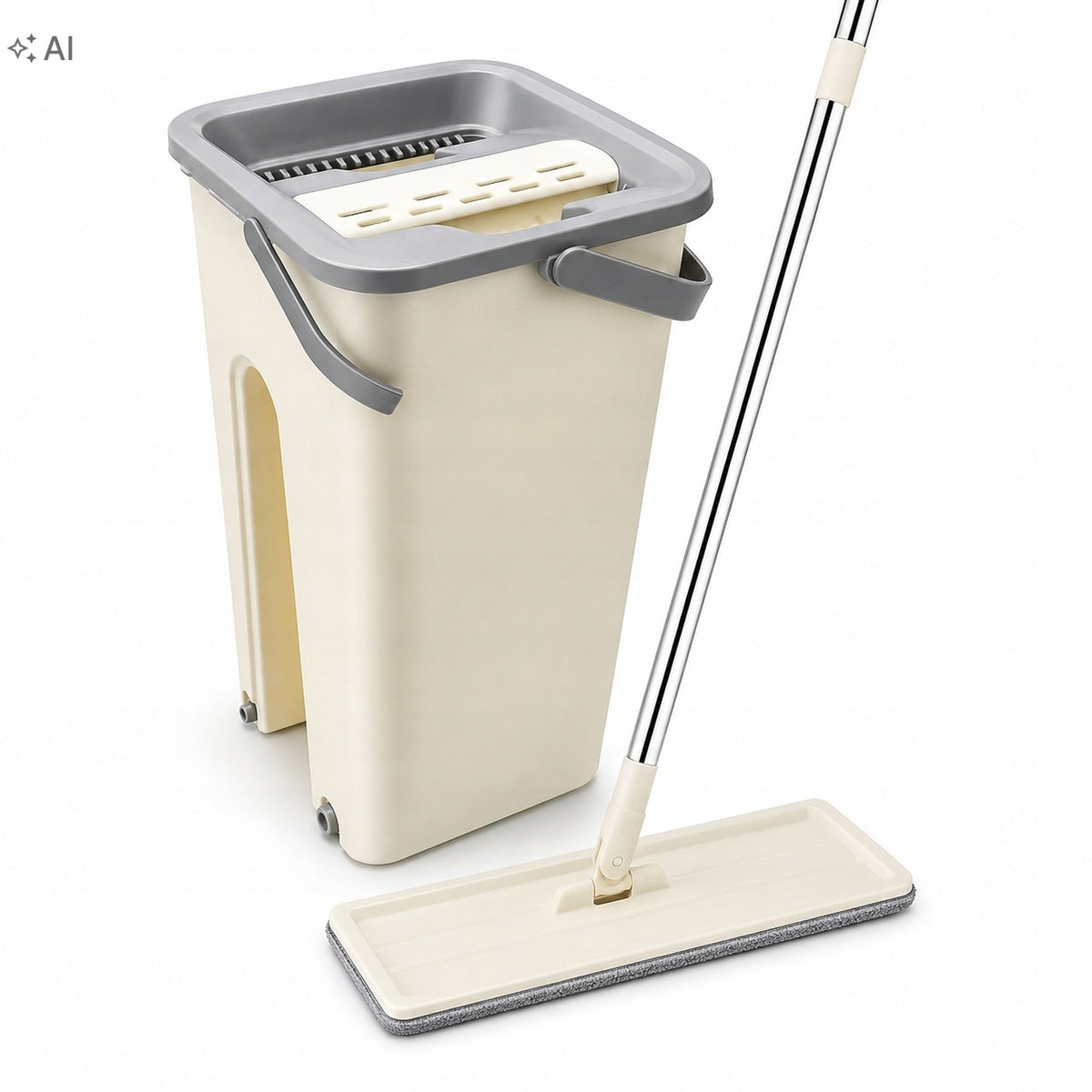 FLAT MOP WITH BUCKET TWO-CHAMBER SQUEEZER TELESCOPIC MICROFIBER 120 CM Packaging status original