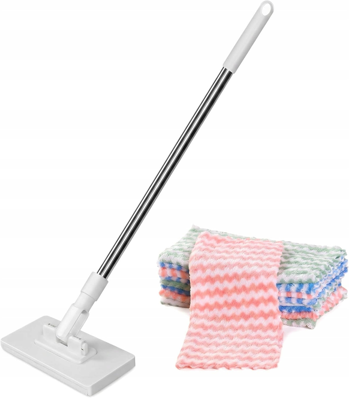 FLAT MOP WITH PRESSURE SYSTEM 5 MICROFIBER CLOTHS WITHOUT WASHING