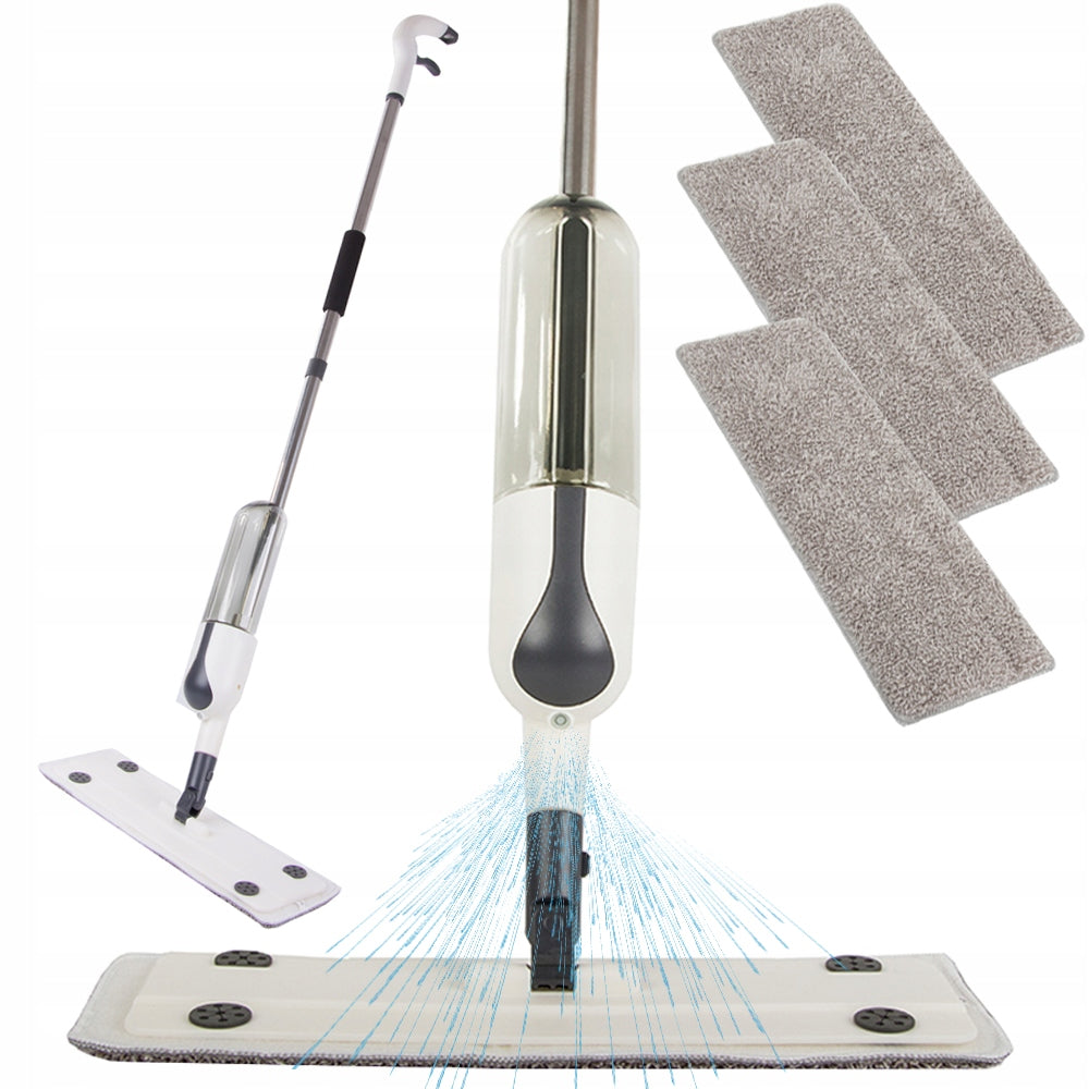FLAT MOP WITH ROTARY WASHER SOLID SPRAY 3x MICROFIBER CARTRIDGES