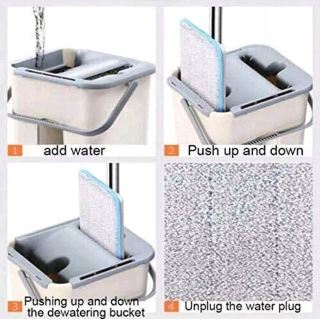 FLAT MOP WITH SQUEEZER AND TWO-CHAMBER BUCKET + CARTRIDGES +FREEBIE Manufacturer code WP1