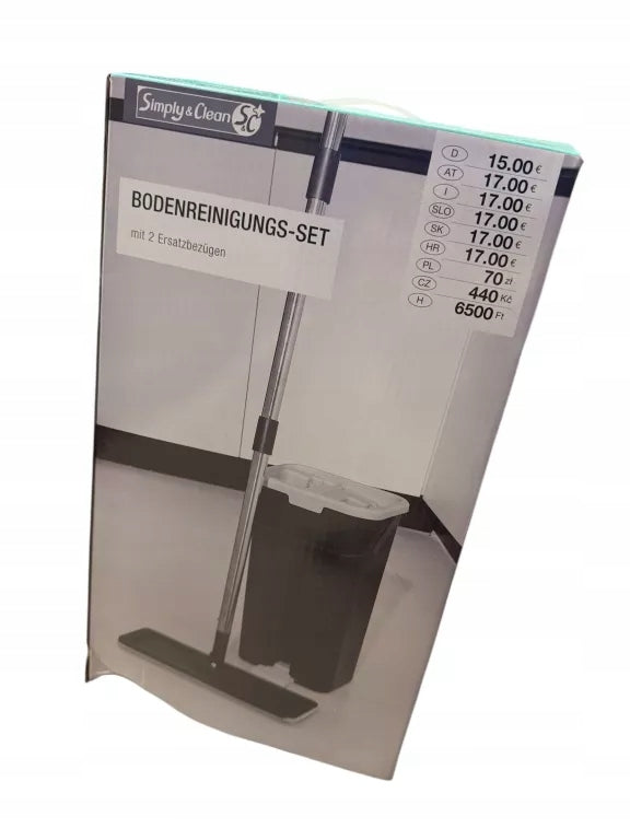 FLAT MOP WITH TWO-CHAMBER BUCKET SQUEEZER FOR FLOOR CLEANING