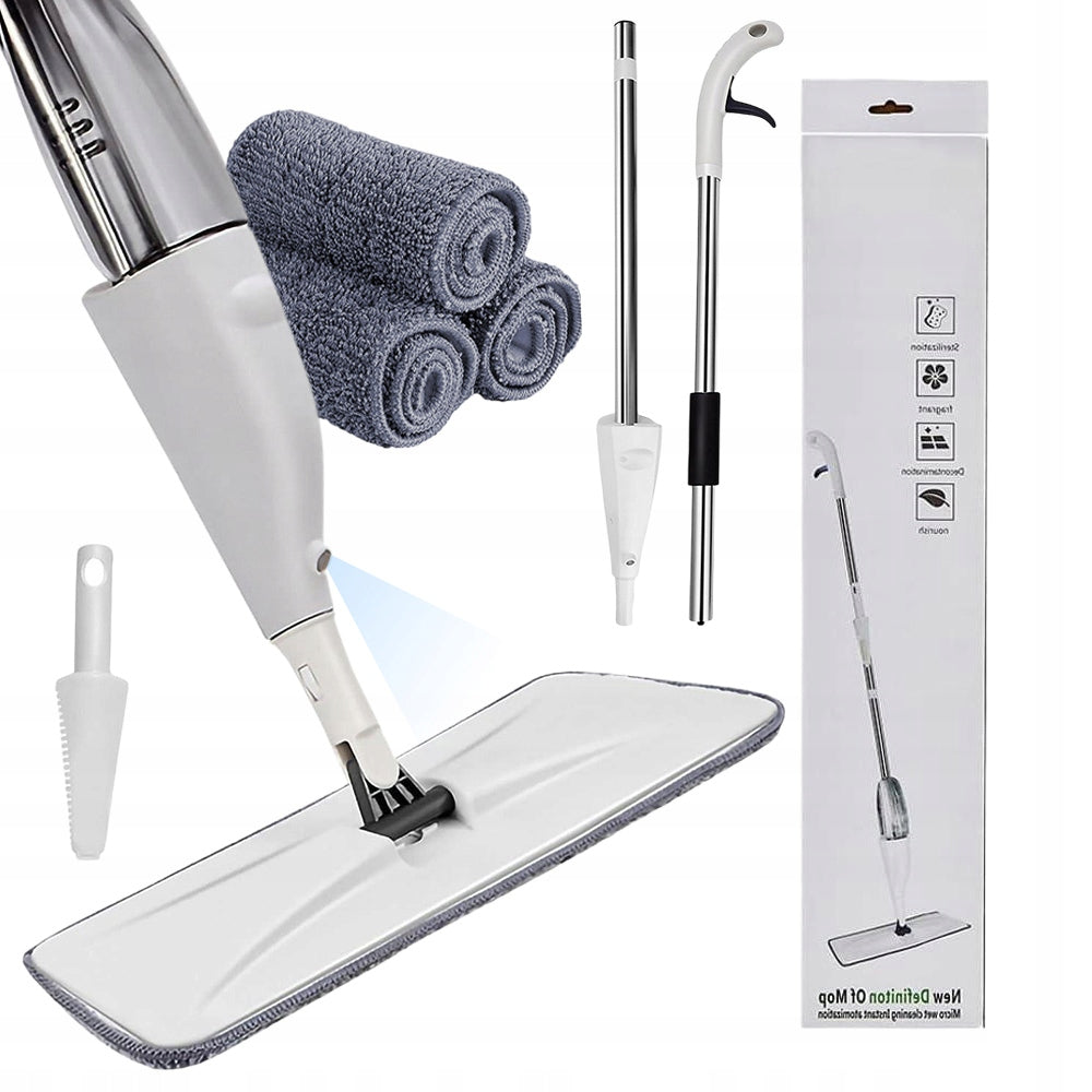 FLAT MOP WITH WASHER 3 CLOTHS MICROFIBER 360° ROTATING HEAD