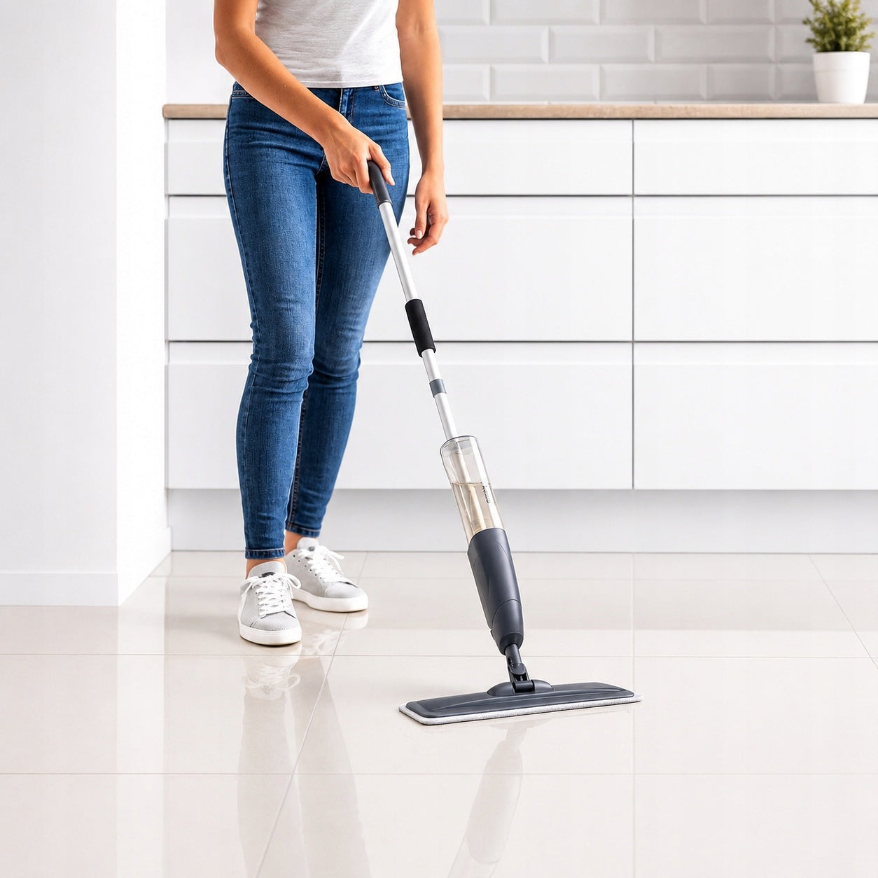 FLAT MOP WITH WASHER FOR FLOOR PANELS 600 ML 2x MICROFIBER CARTRIDGE Manufacturer code Mop do sprzątania