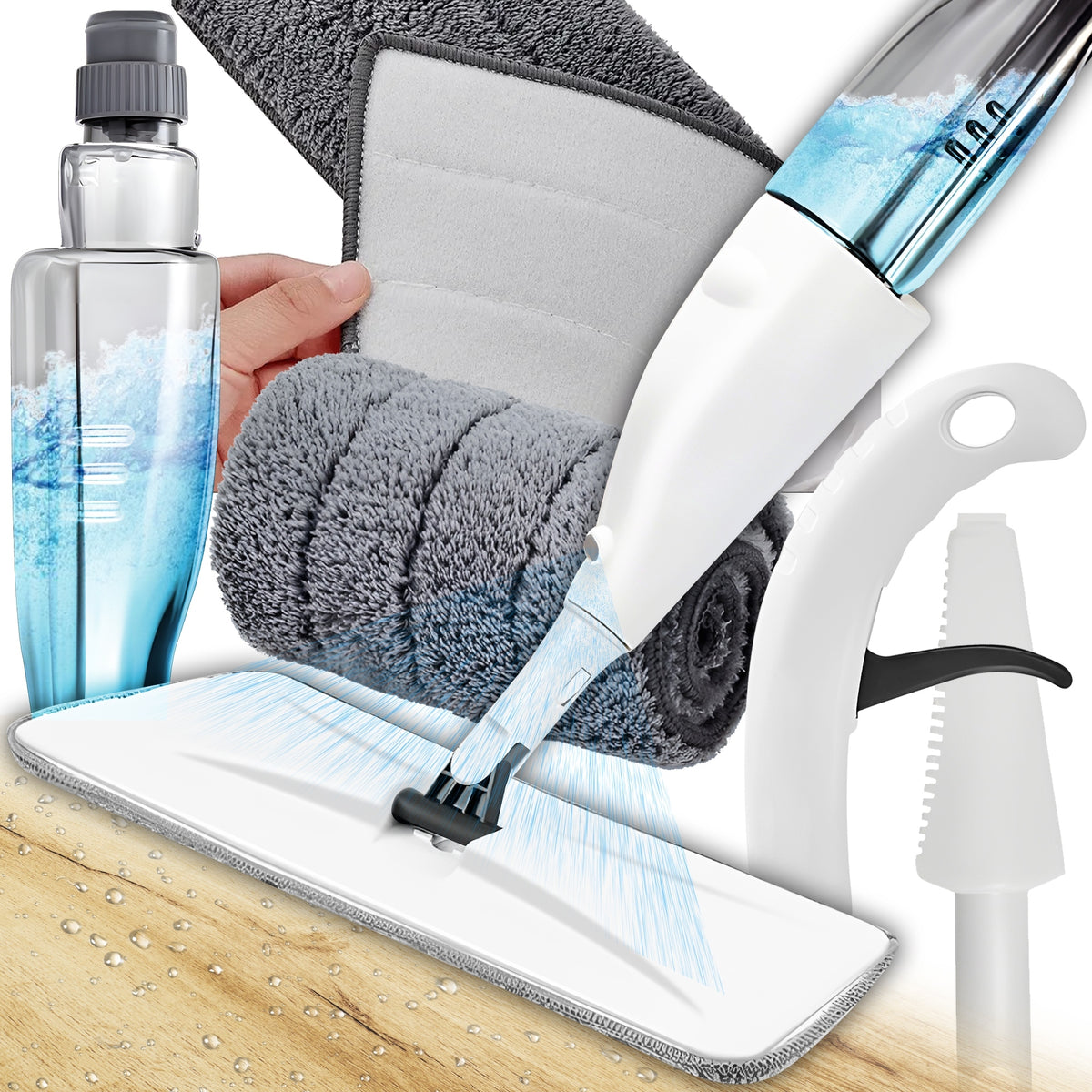 FLAT MOP WITH WASHER LONG 125cm 350ml MICROFIBER CARTRIDGE SET Manufacturer code podłoga czystość spryskiwanie ruch wygoda