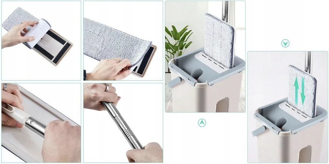 FLAT RECTANGULAR MOP WITH TWO-CHAMBER BUCKET + 2 CARTRIDGES 102store Brand no brand