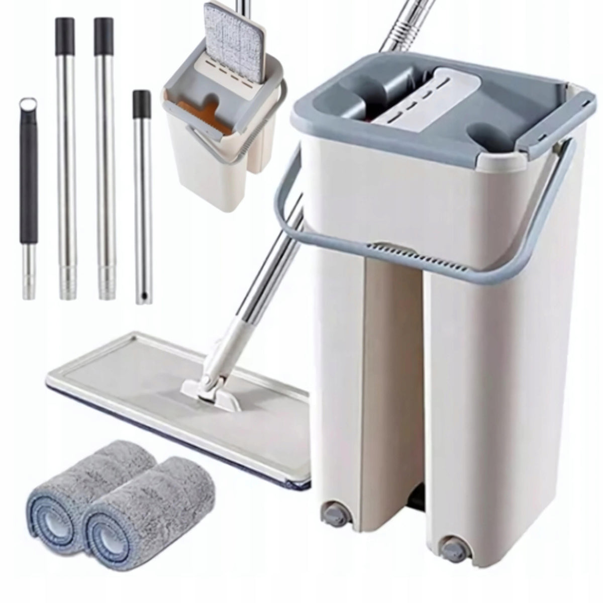 FLAT RECTANGULAR MOP WITH TWO-CHAMBER BUCKET + 2 CARTRIDGES 102store