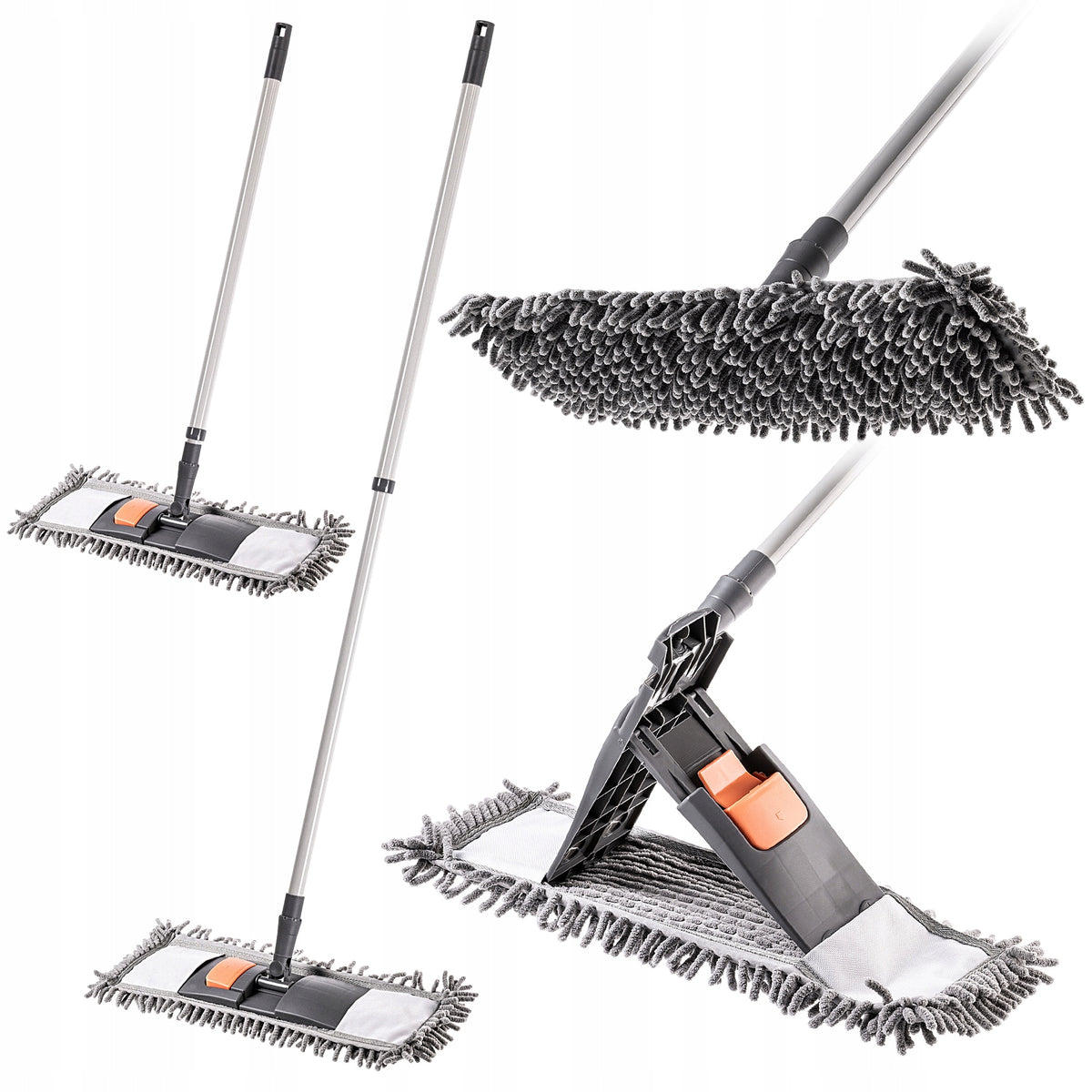 FLAT ROTARY MOP FOR FLOOR CLEANING CARTRIDGE 40 cm TELESCOPIC POLE MICROFIBER