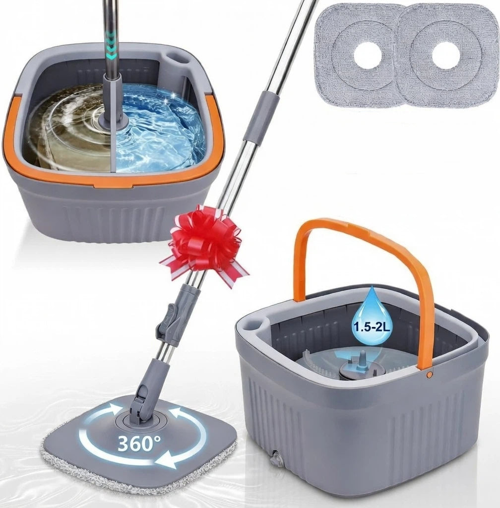 FLAT ROTARY MOP WITH DIRTY WATER SEPARATION FROM CLEAN 2IN1 TELESCOPIC POLE