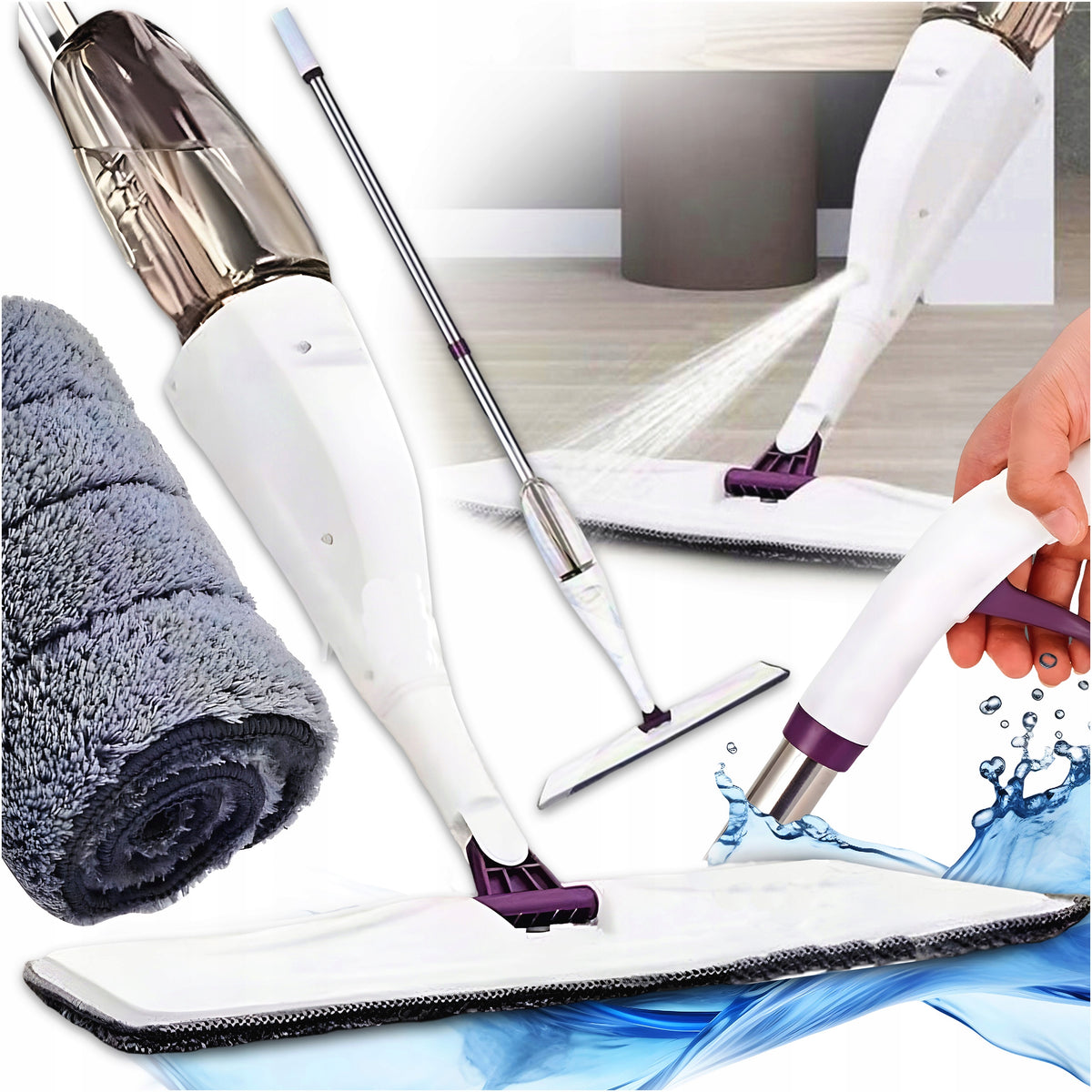 FLAT WASHER MOP FOR FLOOR CLEANING + MICROFIBER COVER INSERT