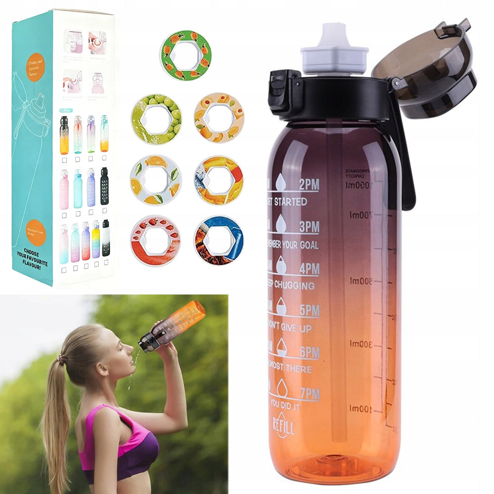 FLAVOR BOTTLE WATER BOTTLE WITH 7 PODS SET 1L zero sugar and calories