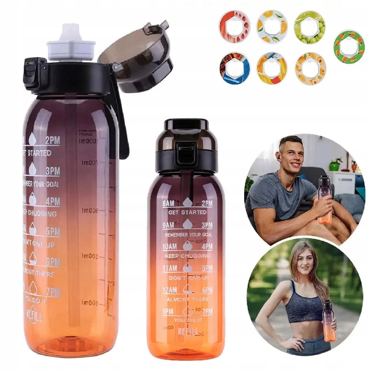 FLAVOR BOTTLE WATER BOTTLE WITH 7 PODS SET 1L zero sugar and calories
