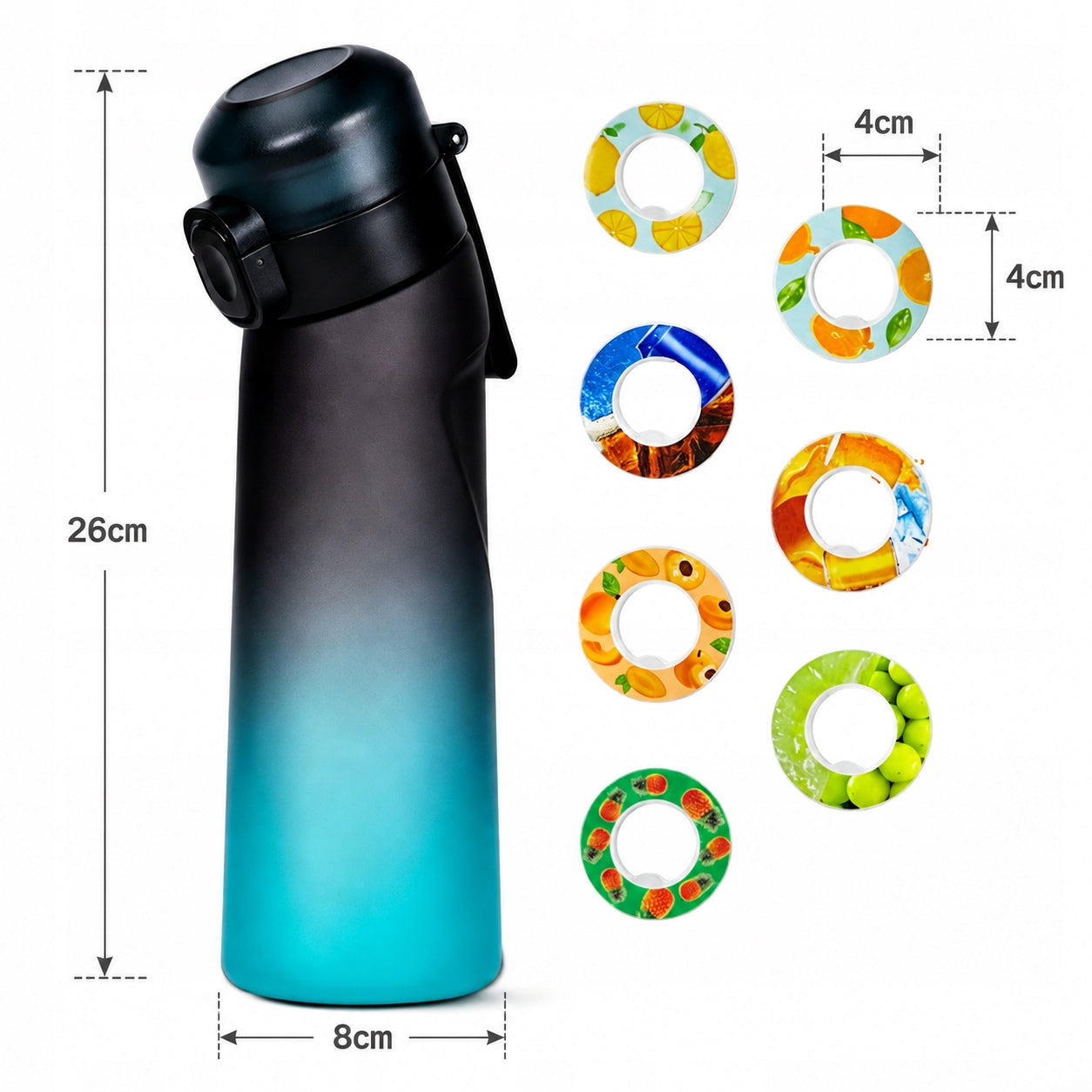 FLAVOR BOTTLE WATER BOTTLE WITH 7 PODS SET OF zero sugar and calories 0,65 l Model other