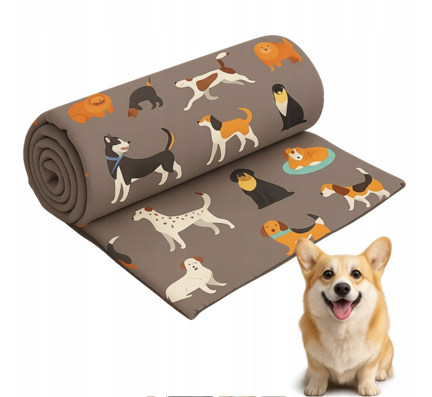 FLEECE BLANKET ANIMALS PLAID BEDSPREAD MAT BED BLANKET DOG 70x90cm Color beige