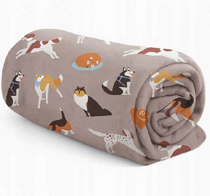 FLEECE BLANKET ANIMALS PLAID BEDSPREAD MAT BED BLANKET DOG 70x90cm
