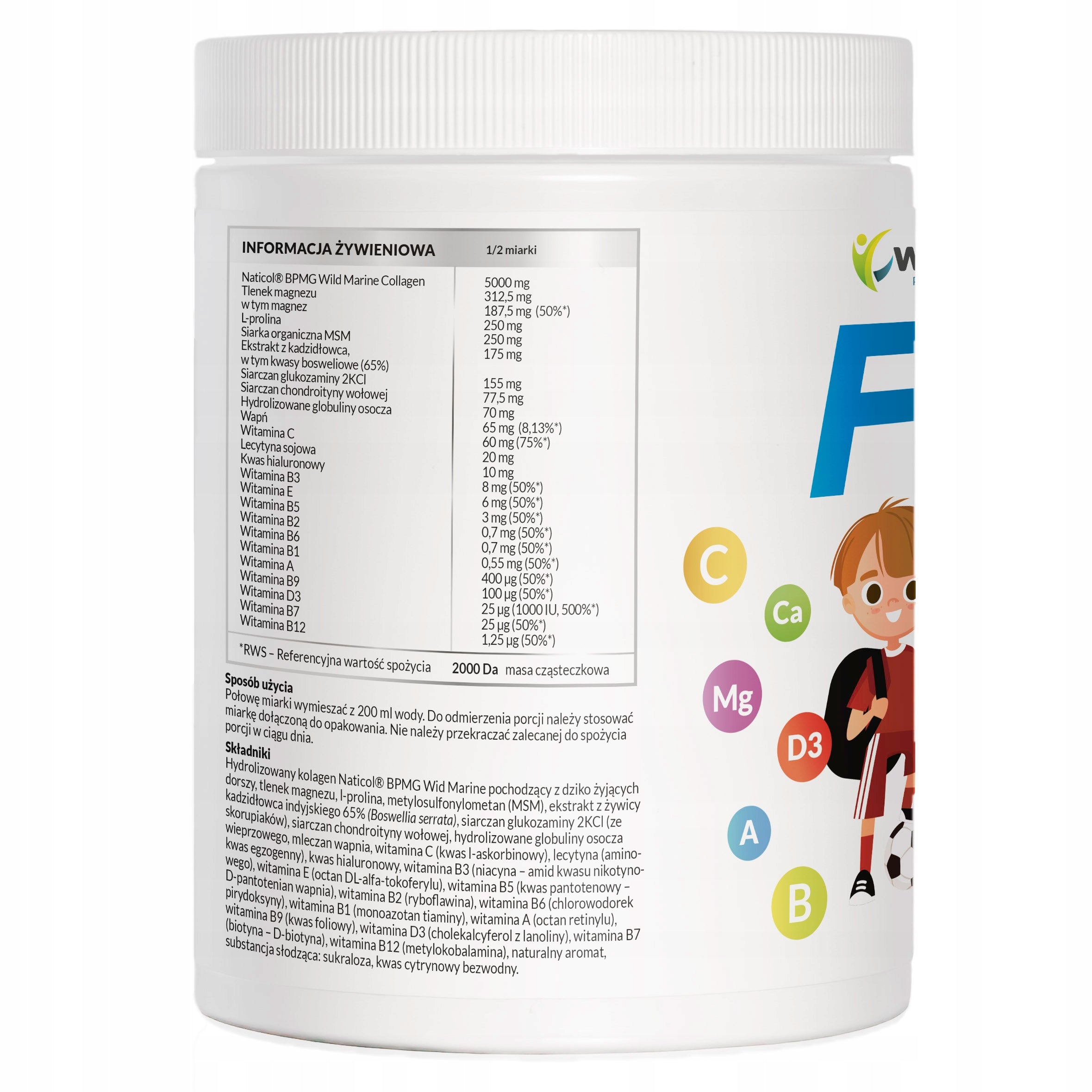 FLEX JUNIOR Collagen Orange Joints Calcium FOR CHILDREN Magnesium Vitamins 800 g Packaging status original