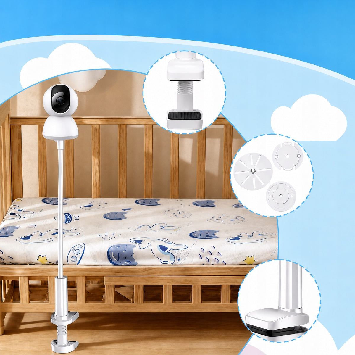 FLEXIBLE HOLDER FOR BABY MONITOR ELECTRONIC CAMERA MOUNT Product weight with unit packaging 0.28 kg