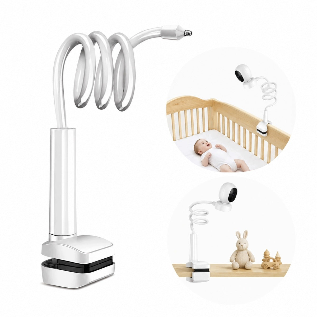 FLEXIBLE STAND FOR BABY MONITOR HOLDER 80CM SWAN NECK 360° WHITE