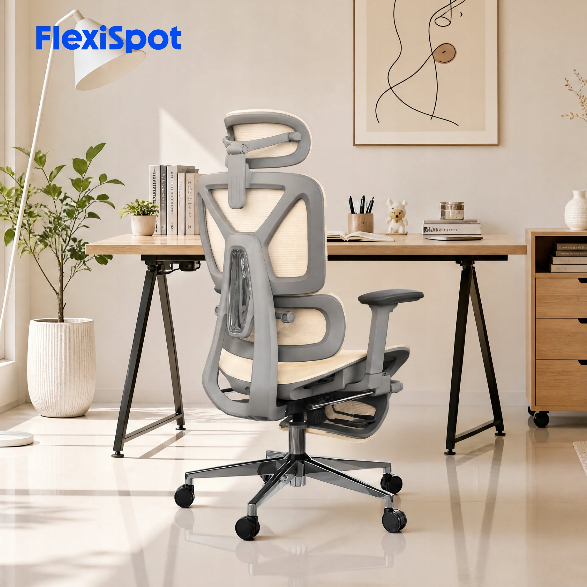 FLEXISPOT Ergox Fotel Biurowy Regulacja 5D Adaptacyjne Lędźwie Siatka 135° Brand Flexispot