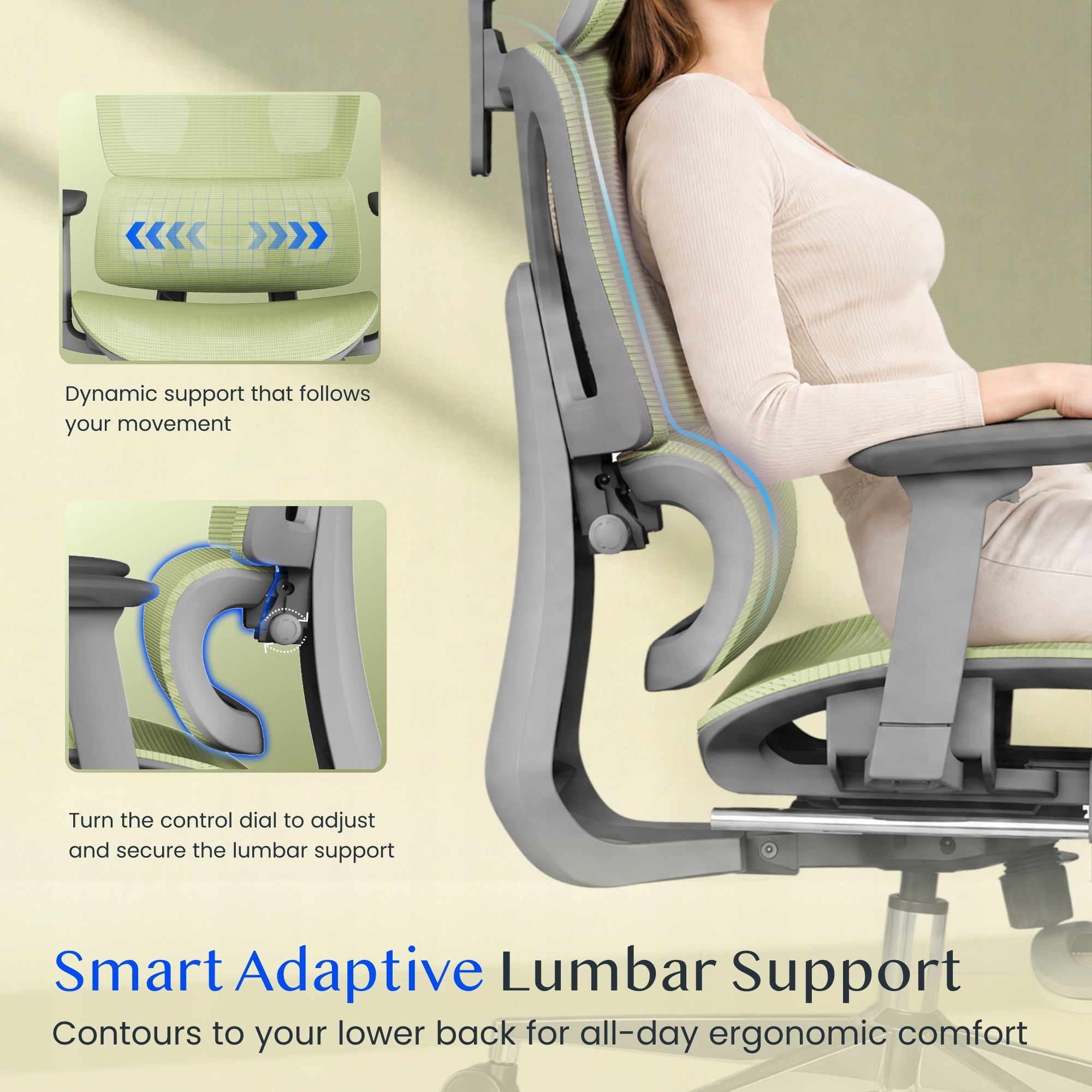 FLEXISPOT Ergox Fotel Biurowy Regulacja 5D Adaptacyjne Lędźwie Siatka 135° Brand Flexispot