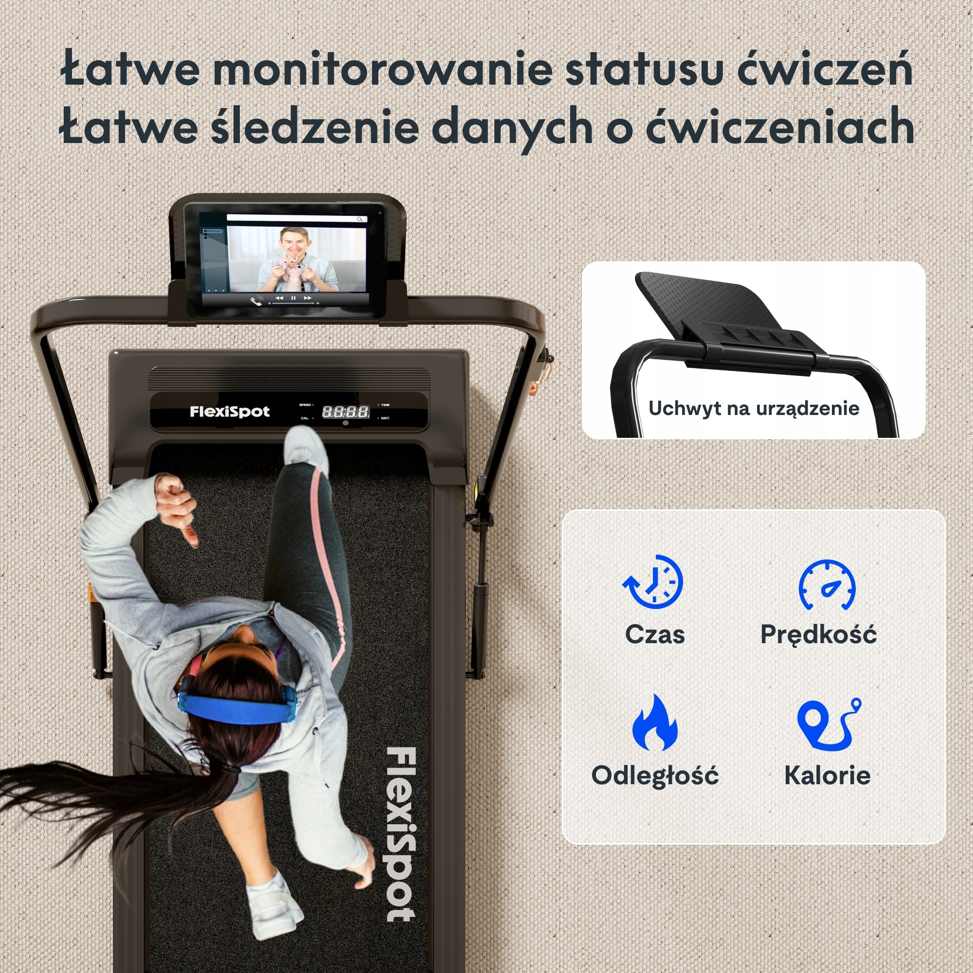 FLEXISPOT Max Walking Pad do biurka 1-12km/h 140kg uchwyt tablet domowa Model other