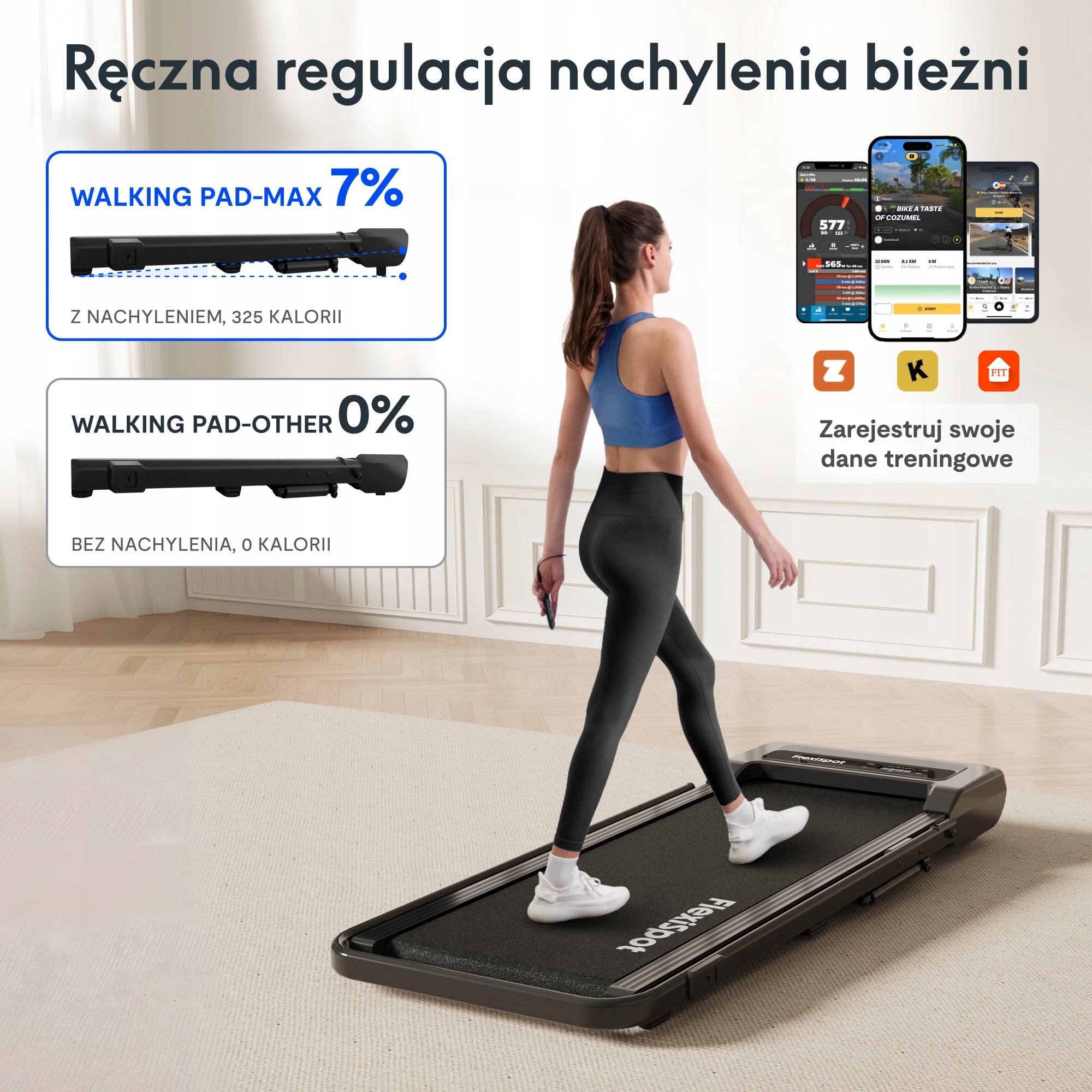 FLEXISPOT Max Walking Pad do biurka 1-12km/h 140kg uchwyt tablet domowa Packaging status original
