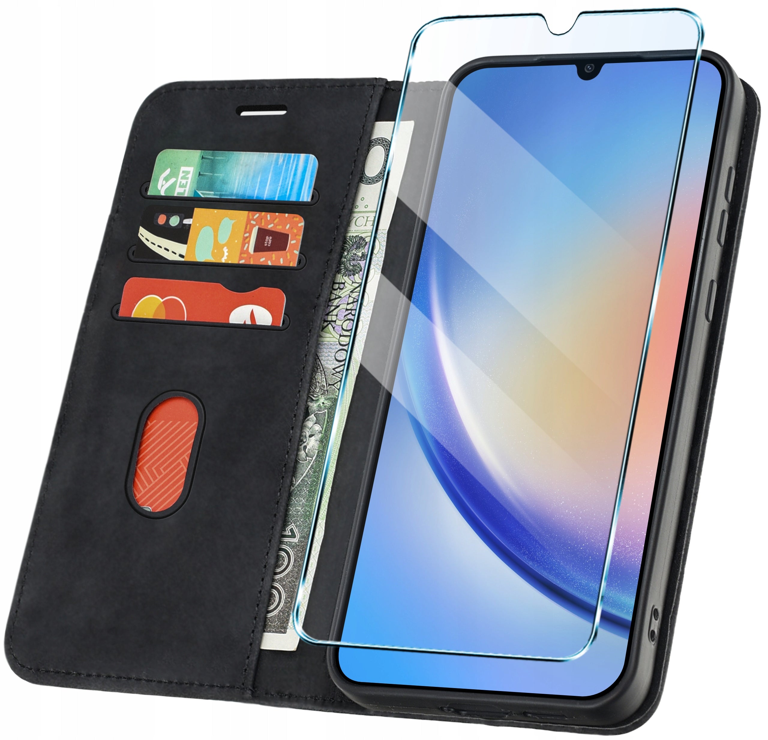 FLIP CASE for Samsung A34 5G Lockable Magnetic Holster + Glass