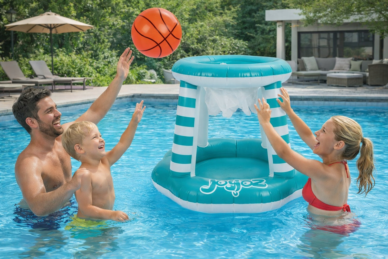 FLOATING BASKETBALL for Pool Arcade Game for Kids with Ball 3+ Color green
