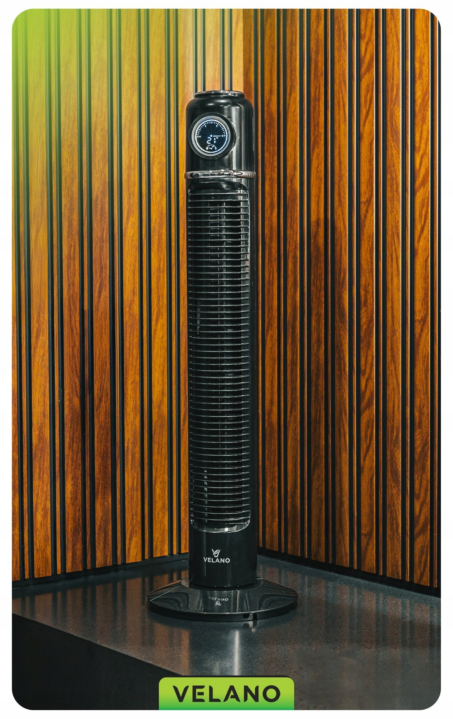 FLOOR COLUMN FAN POWERFUL 50W FAN OSCILLATION TIMER LED RETRO Dominant color black