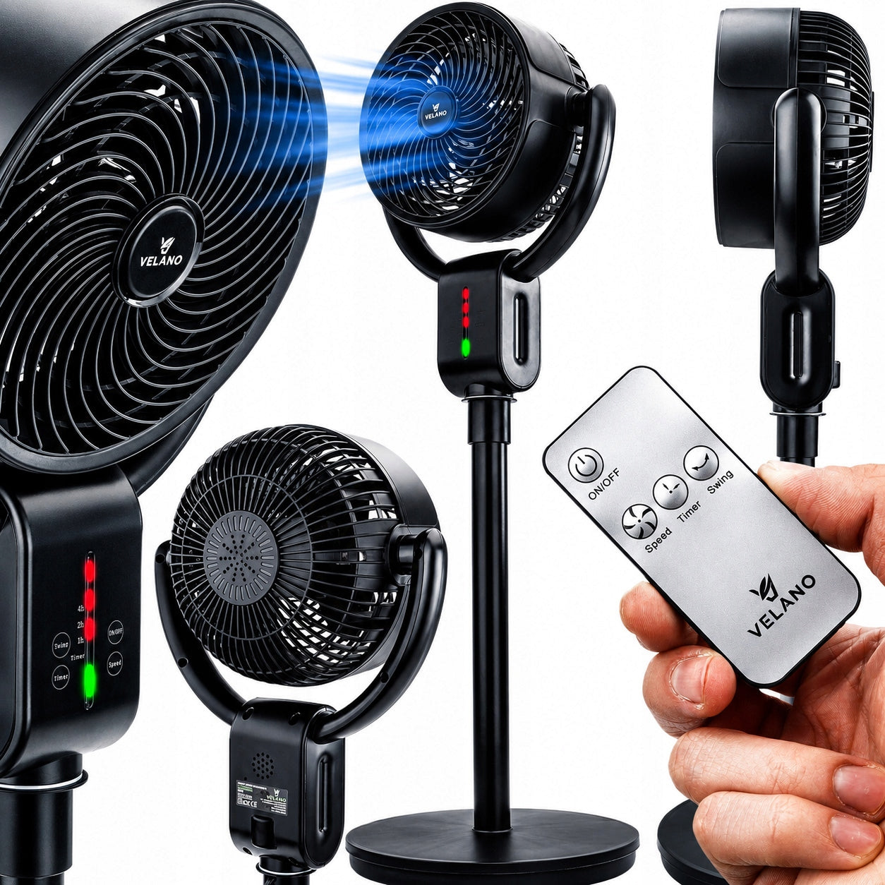 FLOOR FAN LARGE FAN STANDING TIMER ADJUSTABLE OSCILLATION POWER 50W