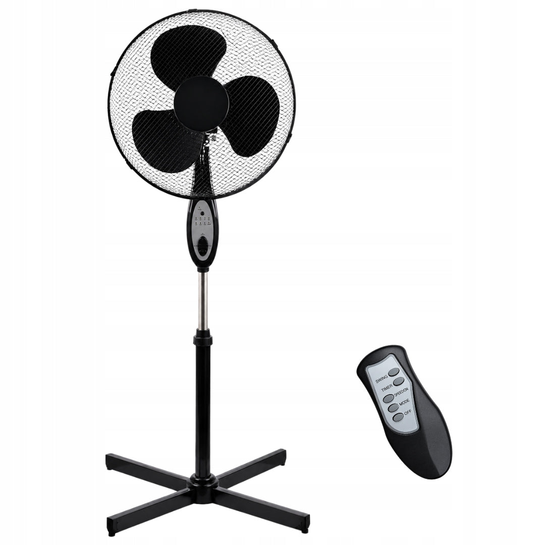 FLOOR FAN black with remote control quiet and efficient operation POWERFUL fan Model Wentylator stojący czarny z pilotem