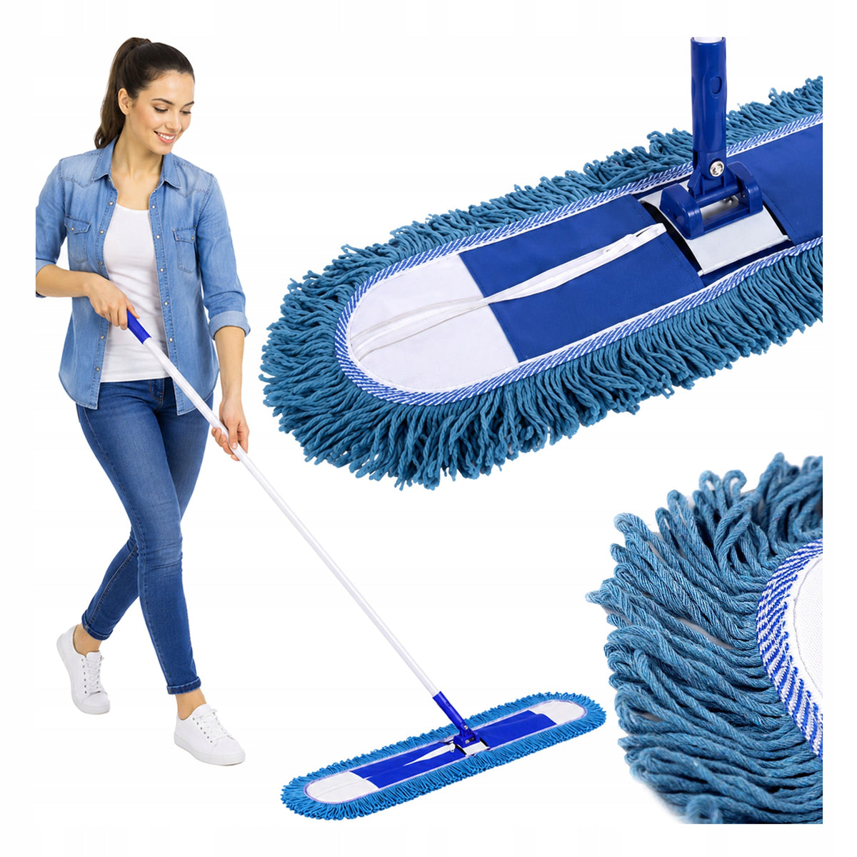 FLOOR MOP UNIVERSAL FLAT INDUSTRIAL 80CM FOR CLEANING ACRYLIC FLOORS