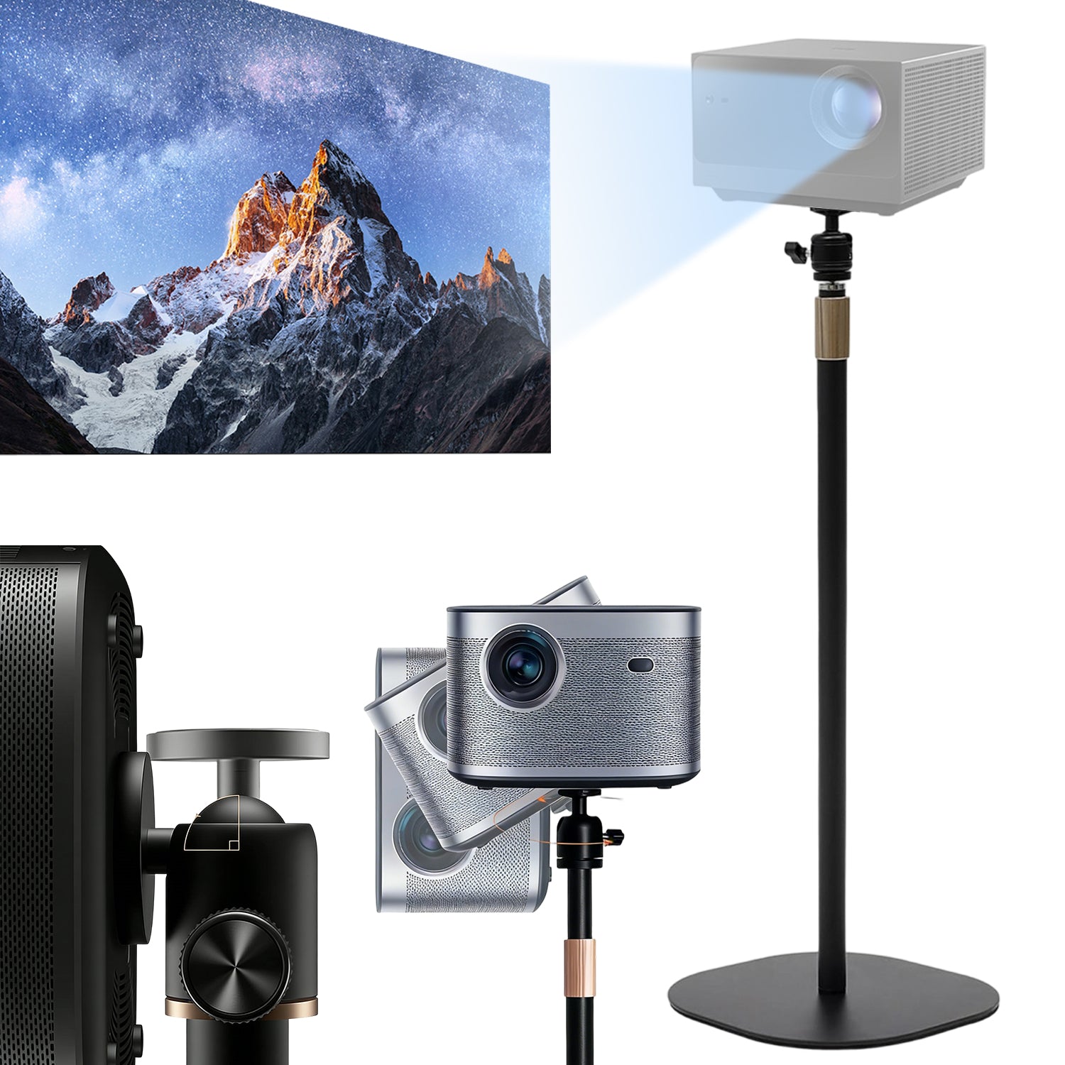 FLOOR PROJECTOR STAND 360° ROTATING HEIGHT ADJUSTMENT 63-127CM