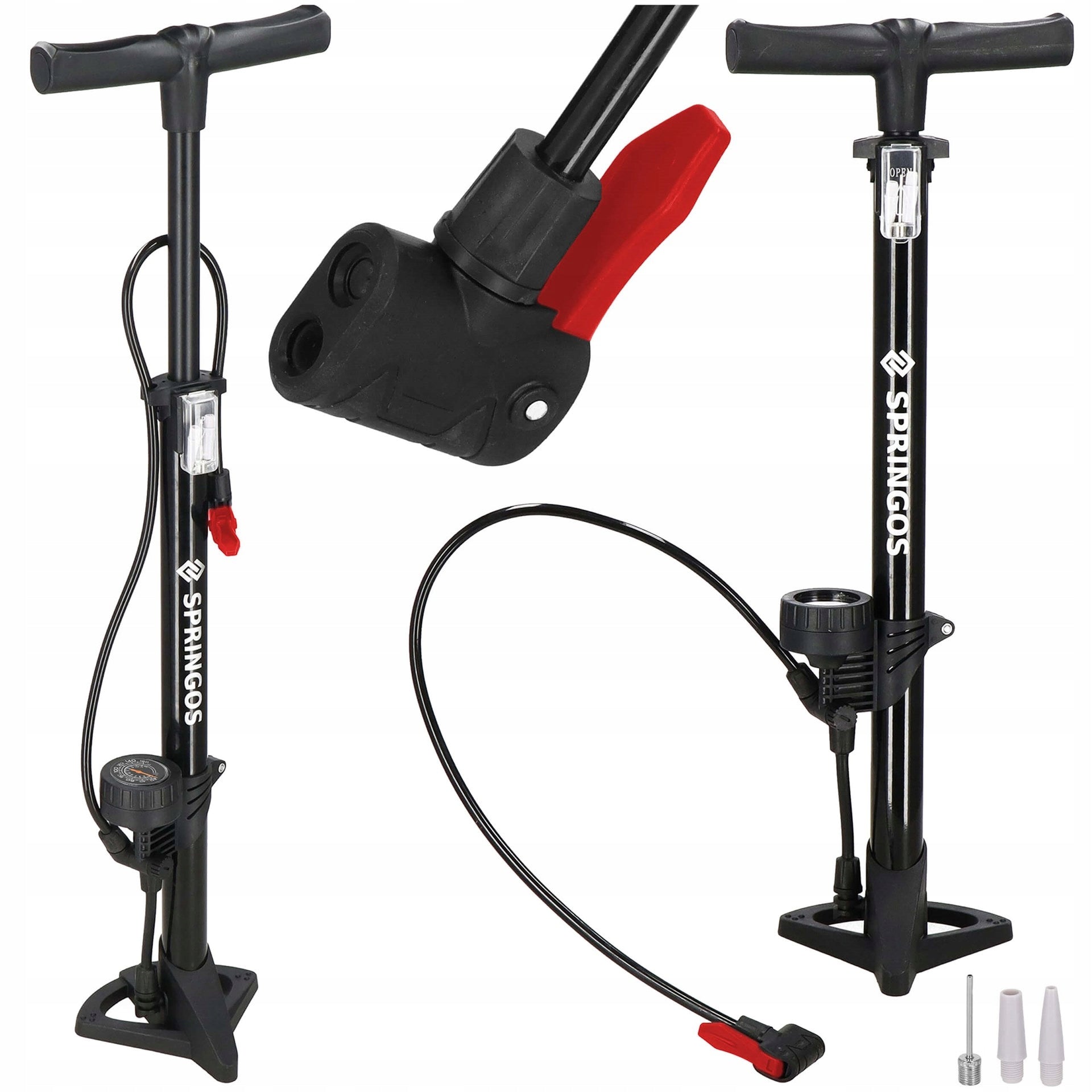 FLOOR PUMP FOR BICYCLE WITH PRESSURE GAUGE FOR BICYCLE BALLS MANUAL STRONG Kind manual