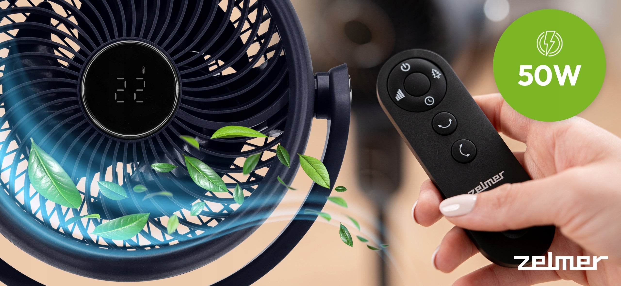 FLOOR STANDING FAN ZELMER SUPER QUIET OSCILLATION 3D TIMER + REMOTE CONTROL Manufacturer code ZRF3500