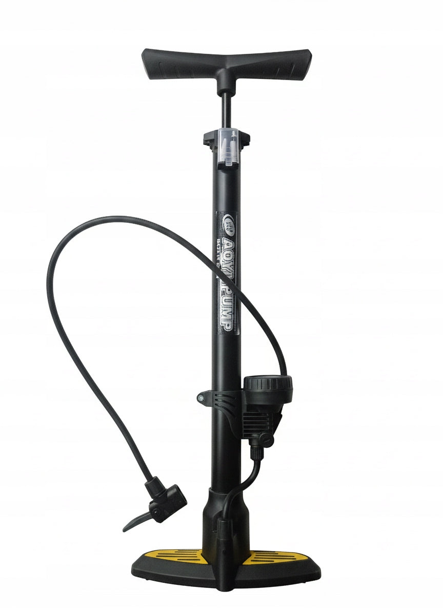 FLOOR STANDING PUMP WITH FOOT PRESSURE GAUGE CAR BICYCLE TIPS Brand no brand